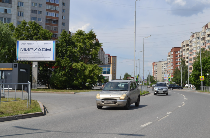 Фотография рекламного носителя, тип: Билборд 3x6, адрес: Валерии Гнаровской ул., д.9, поз.2, Тюмень, Тюменская область, Россия. Сторона Б №1073478
