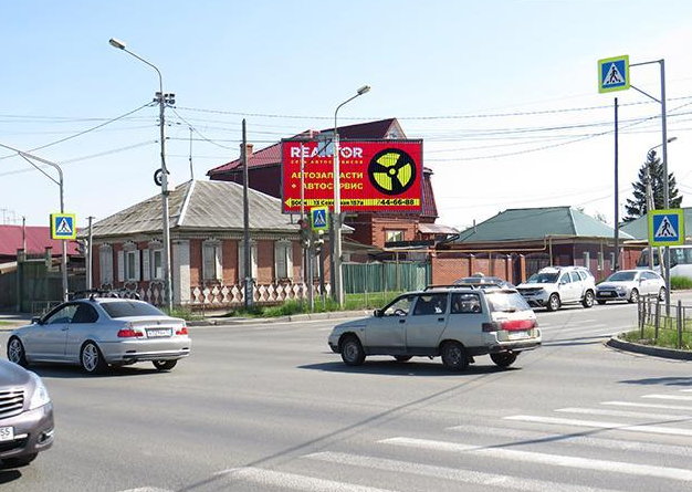 Фотография рекламного носителя, тип: Билборд 3x6, адрес: Герцена ул., д.94 Х Северная ул., д.7, Омск, Омская область, Россия. Сторона A1-A3 №197496