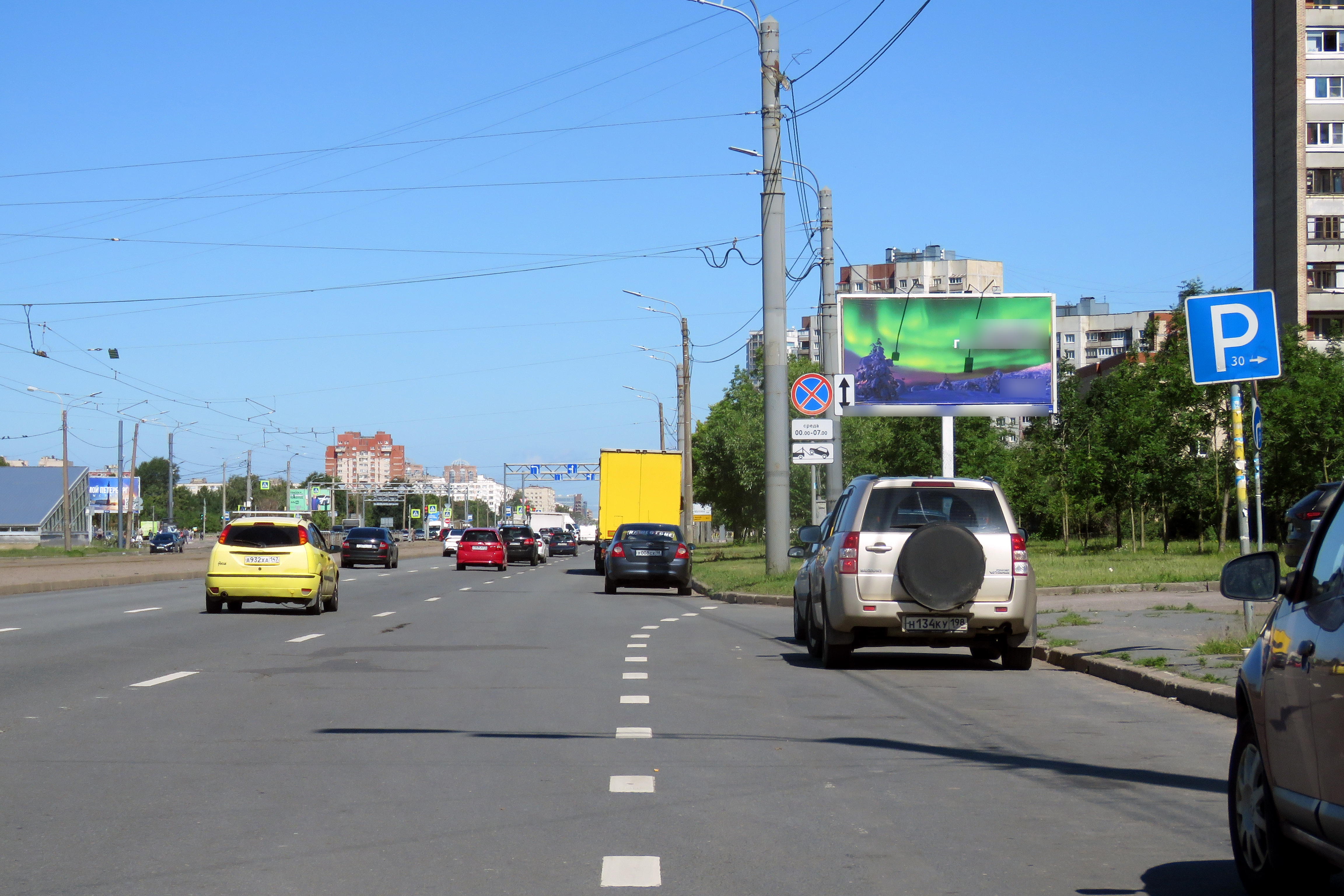 Фотография рекламного носителя, тип: Билборд 3x6, адрес: Бухарестская ул., д.130, корп.1, Санкт-Петербург, Россия. Сторона А1 №757010