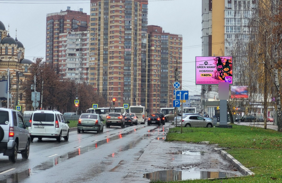 Фотография рекламного носителя, тип: Ситиборд 2.7x3.7, адрес: Черновицкая ул., д.75 X Гагарина ул., Рязань, Рязанская область, Россия. Сторона A1-А10 №1398139