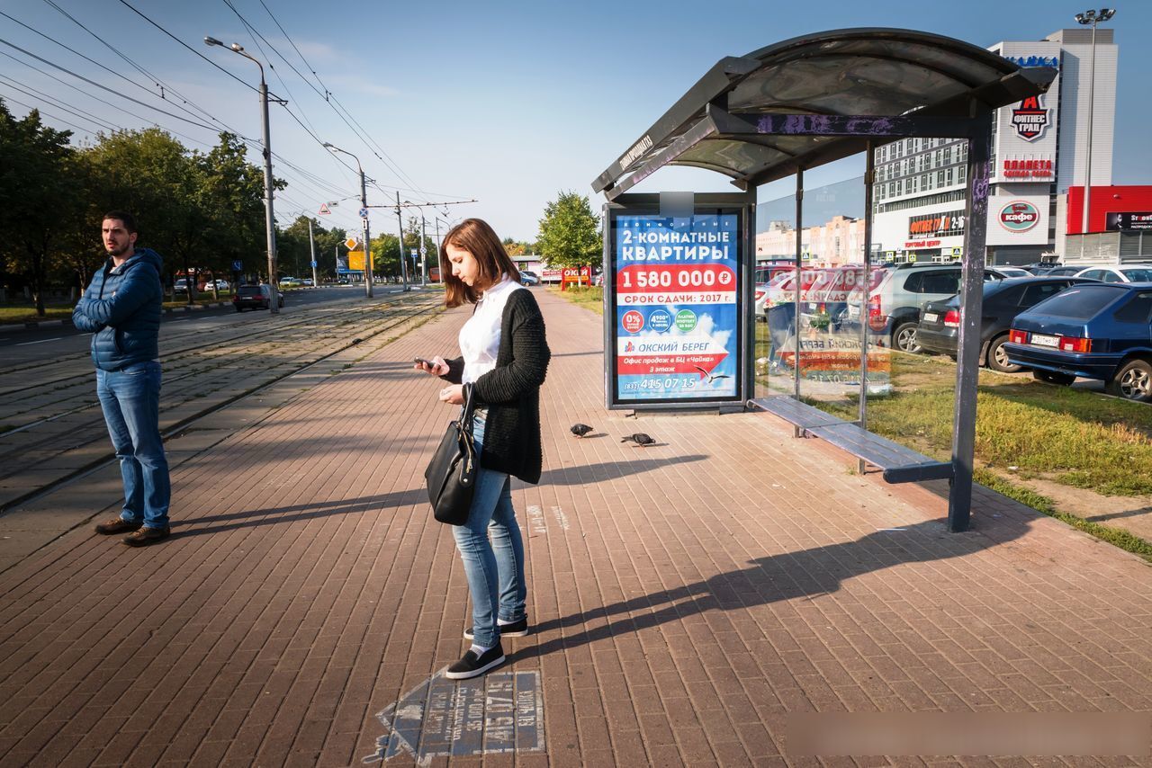 Фотография рекламного носителя, тип: Остановка 1.8x1.2, адрес: Ленина пр-т., ост. Главная проходная ГАЗ, Нижний Новгород, Нижегородская область, Россия. Сторона А1 №142194