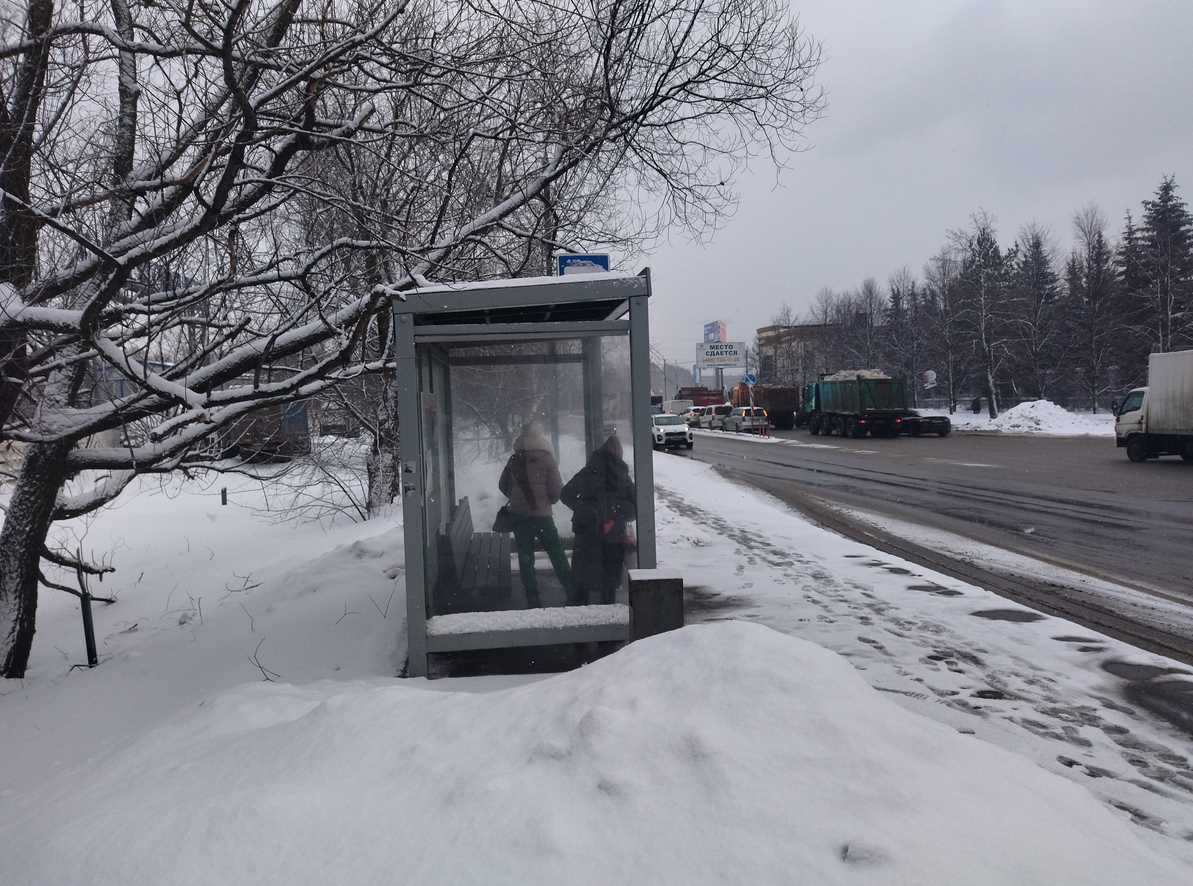 Фотография рекламного носителя, тип: Остановка 1.8x1.2, адрес: Белокаменное ш., 1А, Видное, Московская область, Россия. Сторона B №1381878