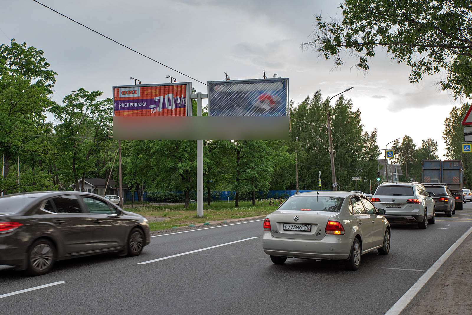 Фотография рекламного носителя, тип: Билборд 3x6, адрес: Приморское ш. Х Лахтинский пр-т., д.119, Санкт-Петербург, Россия. Сторона A21-A23 №176939
