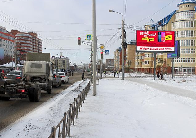 Фотография рекламного носителя, тип: Билборд 3x6, адрес: Куйбышева ул. Х 10 лет Октября ул., д.105, Омск, Омская область, Россия. Сторона А №649631