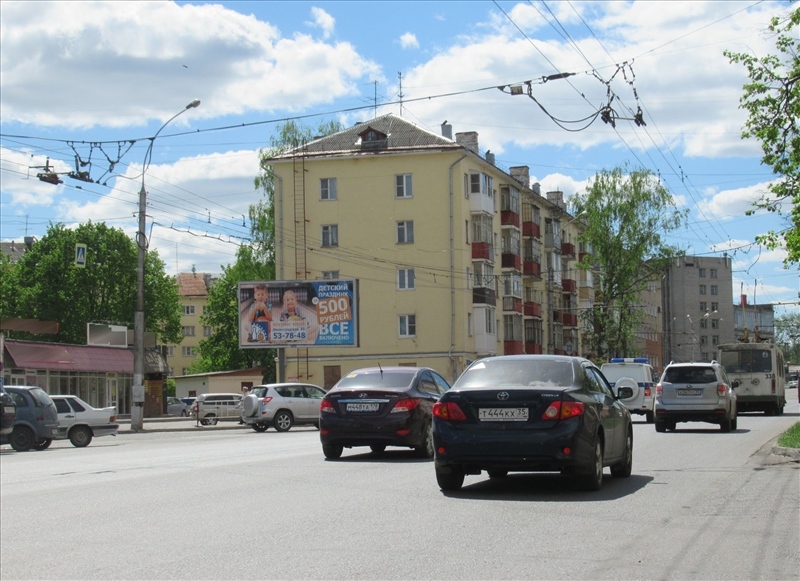 Фотография рекламного носителя, тип: Билборд 3x6, адрес: Мира ул. Х Предтеченская ул., Вологда, Вологодская область, Россия. Сторона Б1-Б3 №208090