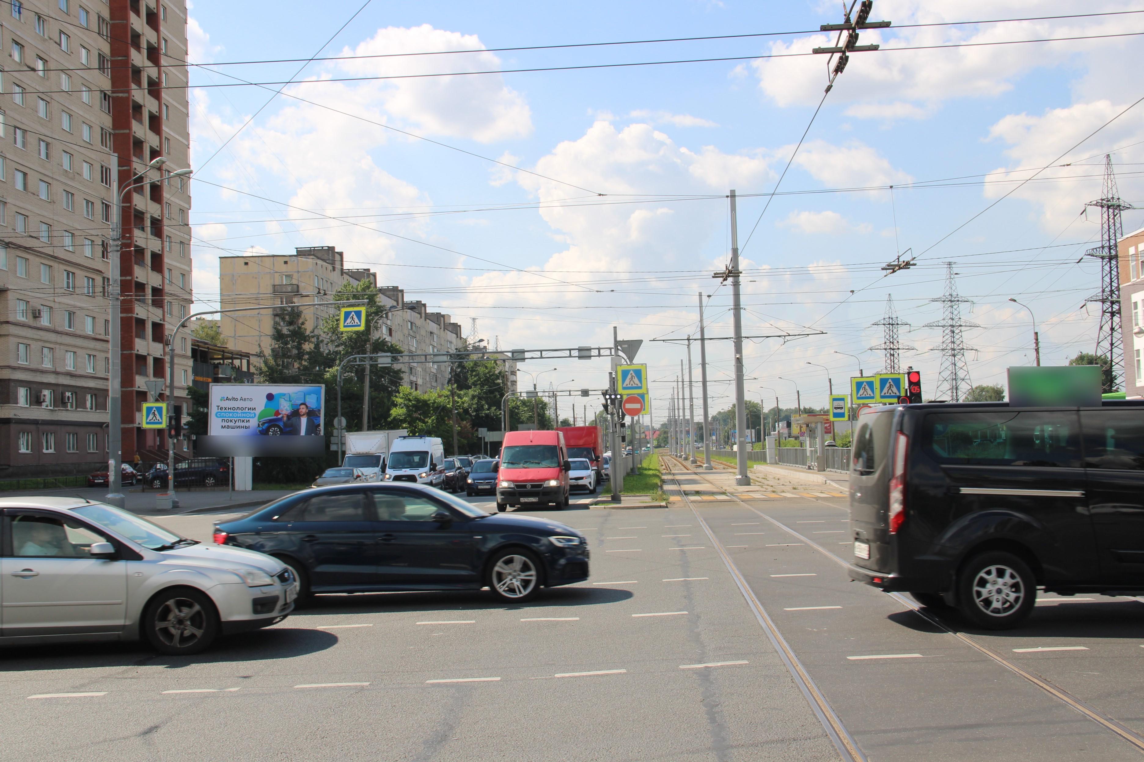 Фотография рекламного носителя, тип: Билборд 3x6, адрес: Ириновский пр-т., д.17 Х Индустриальный пр-т., Санкт-Петербург, Россия. Сторона Б №106392
