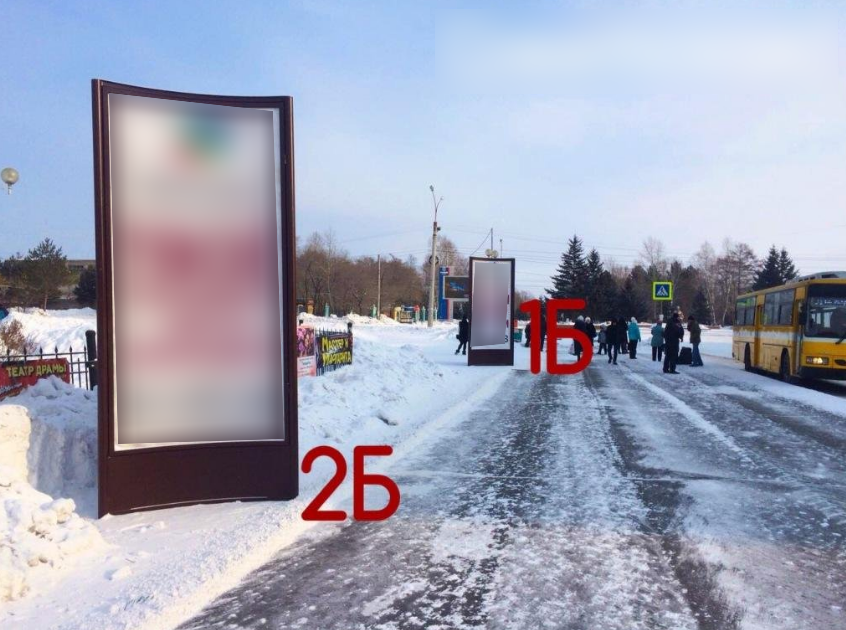 Фотография рекламного носителя, тип: Пиллар 3x1.4, адрес: Советская ул., д.1, поз.2, Комсомольск-на-Амуре, Хабаровский край, Россия. Сторона 2Б №1370480