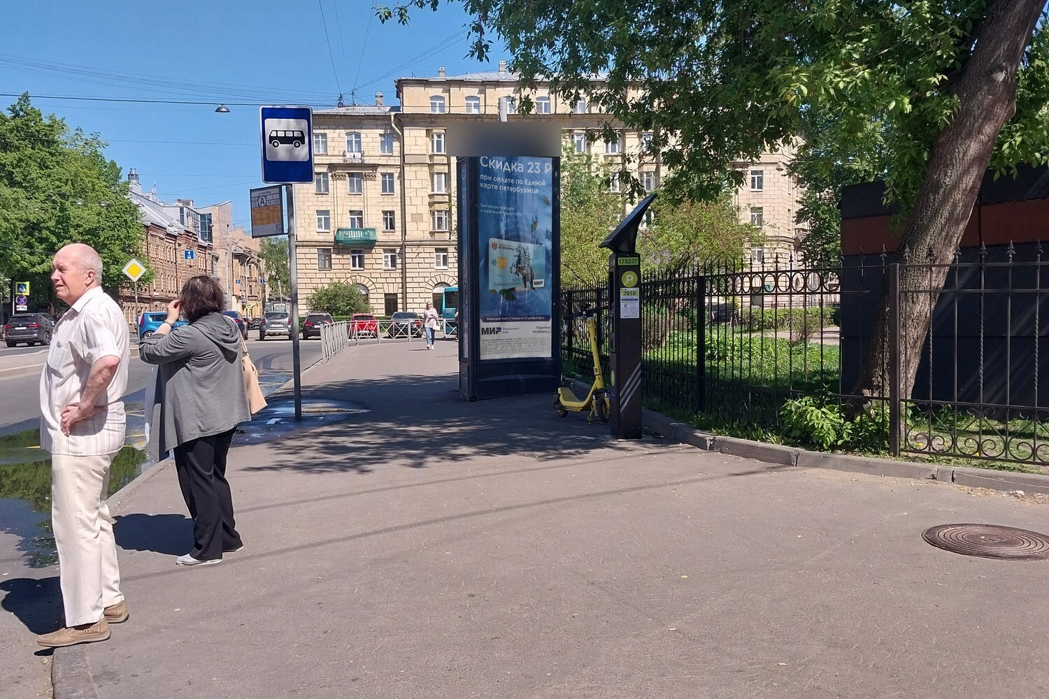 Фотография рекламного носителя, тип: Пиллар 3x1.4, адрес: Большая Пушкарская ул., д.15 Х Введенская ул., д.5, Санкт-Петербург, Россия. Сторона А №542153