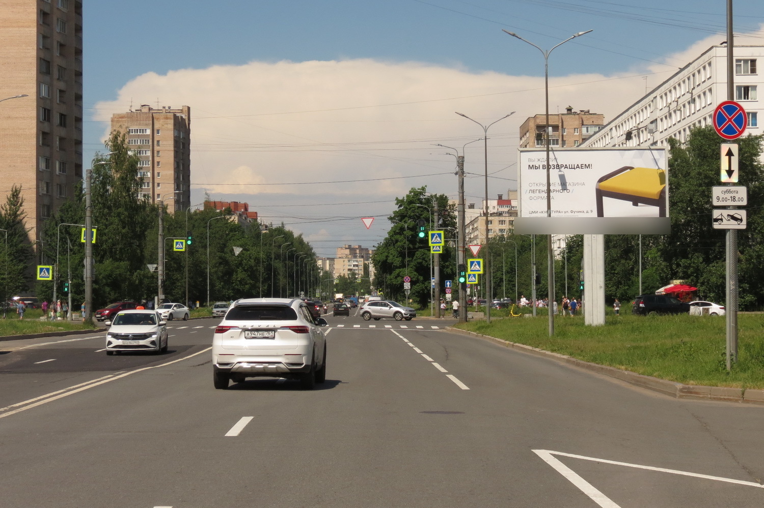 Фотография рекламного носителя, тип: Билборд 3x6, адрес: Товарищеский пр-т. Х Подвойского ул., Санкт-Петербург, Россия. Сторона А №106655