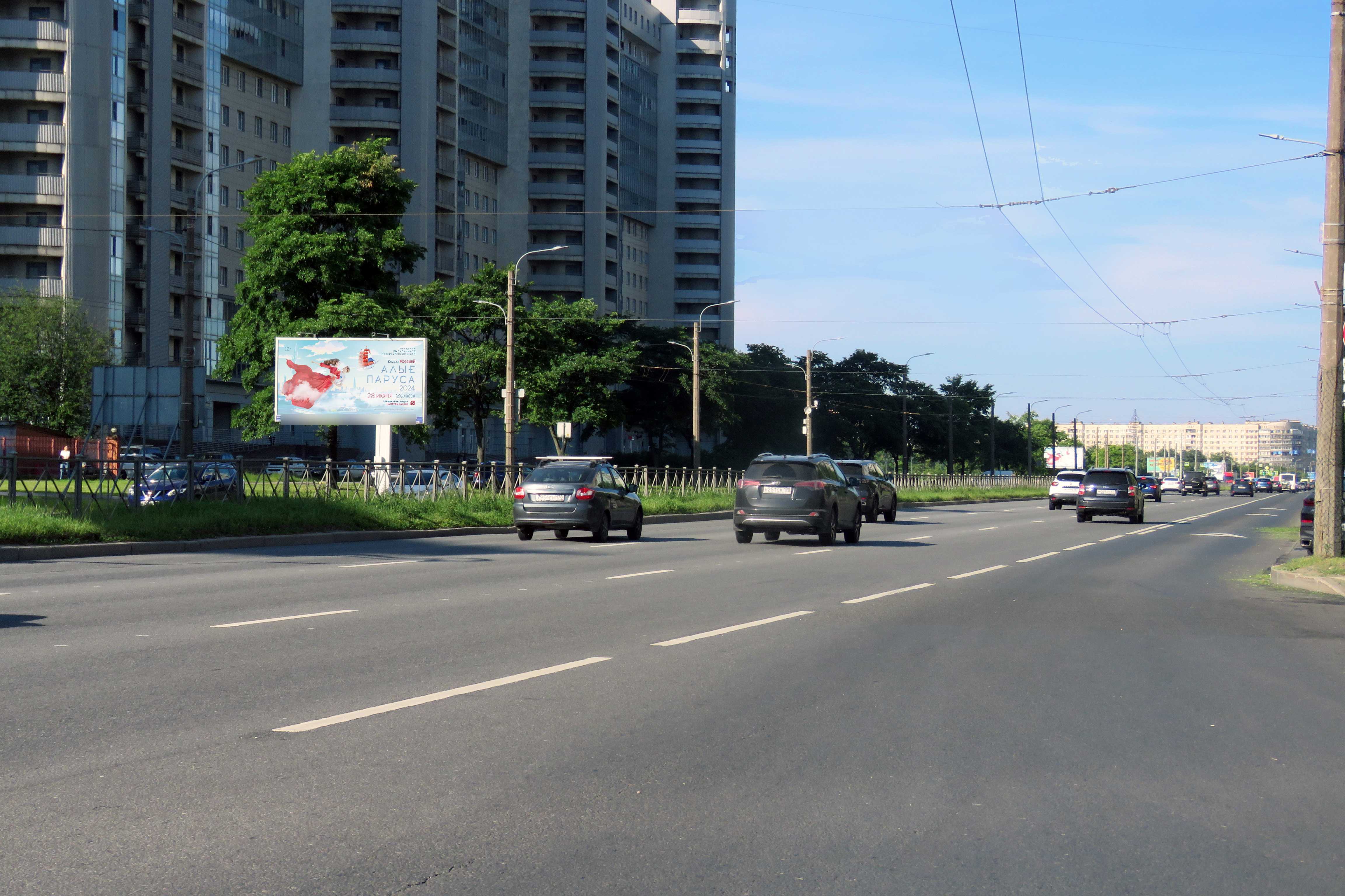 Фотография рекламного носителя, тип: Билборд 3x6, адрес: Славы пр-т., д.53 Х Софийская ул., Санкт-Петербург, Россия. Сторона Б №121015