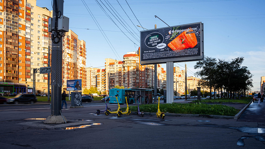 Фотография рекламного носителя, тип: Билборд 3x6, адрес: Ленинский пр-т., д.87, корп.1 Х Десантников ул., Санкт-Петербург, Россия. Сторона A1-A10 №171279