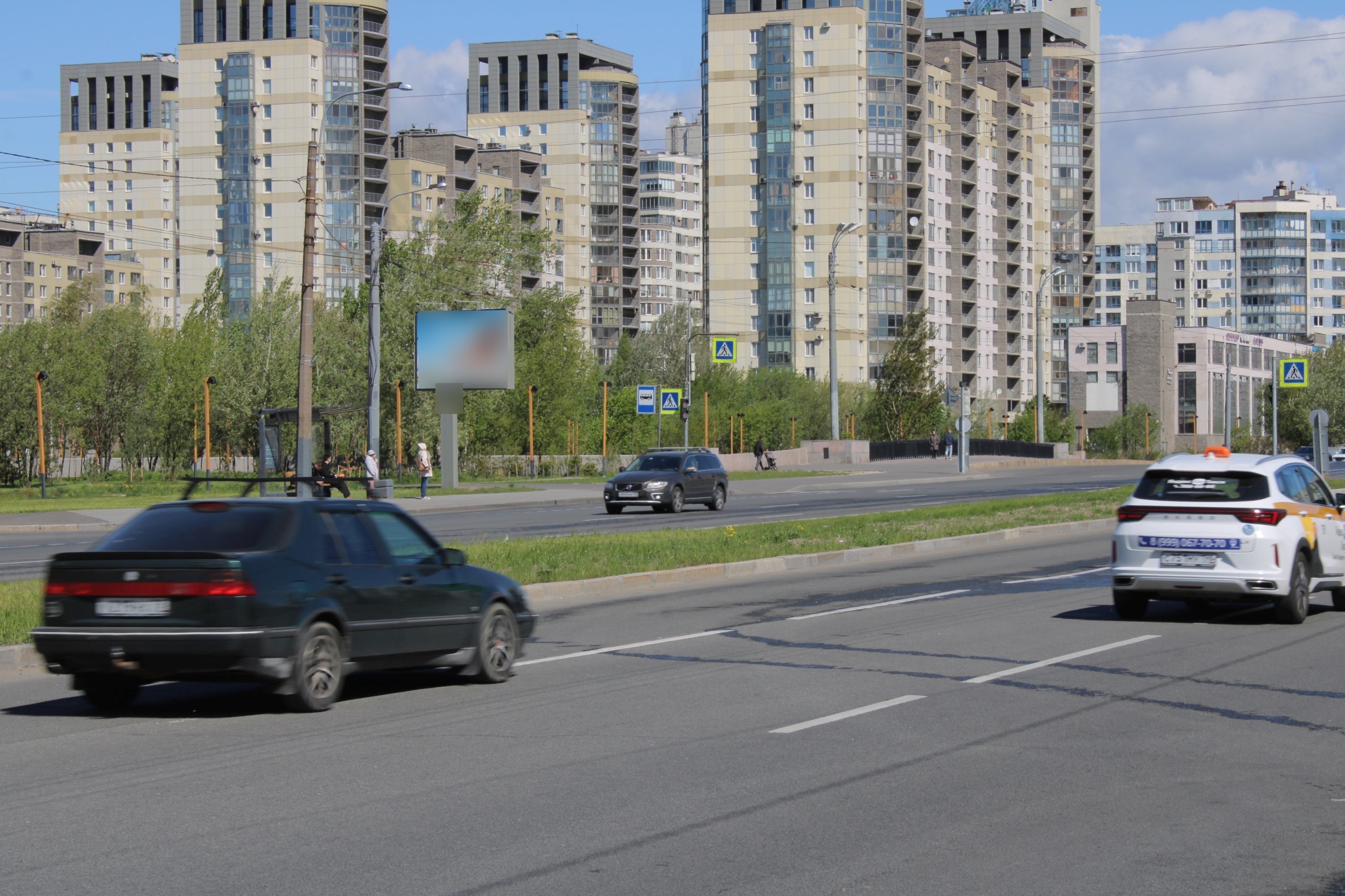 Фотография рекламного носителя, тип: Ситиборд 2.7x3.7, адрес: Кораблестроителей ул., д.28, корп.1 Х мост Кораблестроителей, Санкт-Петербург, Россия. Сторона Б №776118