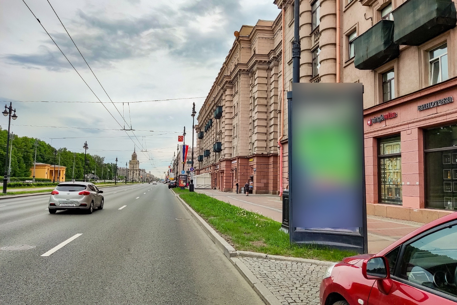 Фотография рекламного носителя, тип: Пиллар 3x1.4, адрес: Московский пр-т., д.157, Санкт-Петербург, Россия. Сторона А №542114