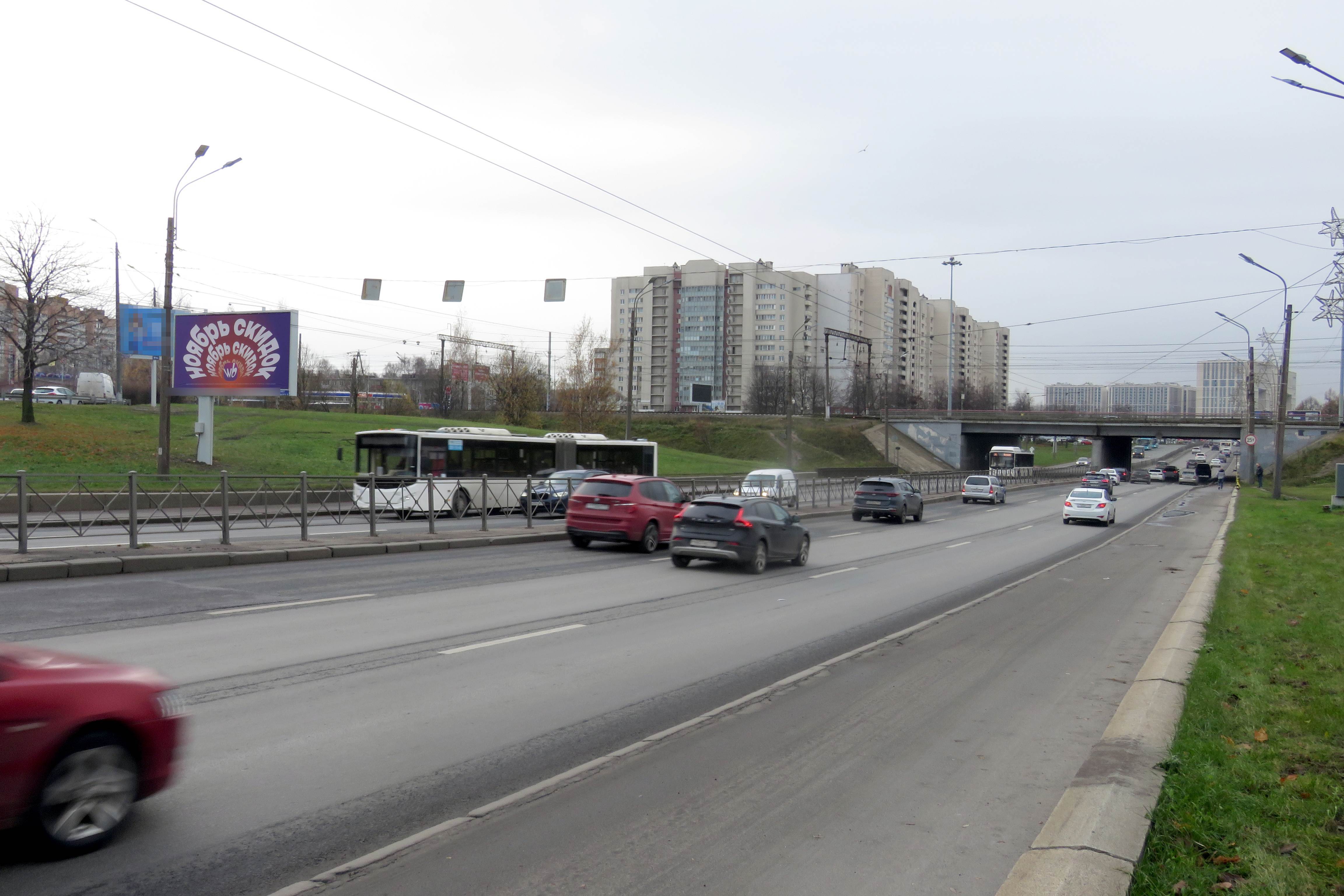 Фотография рекламного носителя, тип: Билборд 3x6, адрес: Славы пр-т., д.5 Х Ново-Волковский мост, Санкт-Петербург, Россия. Сторона Б №121020