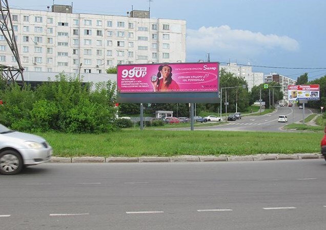 Фотография рекламного носителя, тип: Суперсайт 3x12, адрес: Курчатова ул. Х Столетова ул., д.25/1, Новосибирск, Новосибирская область, Россия. Сторона Б №782523