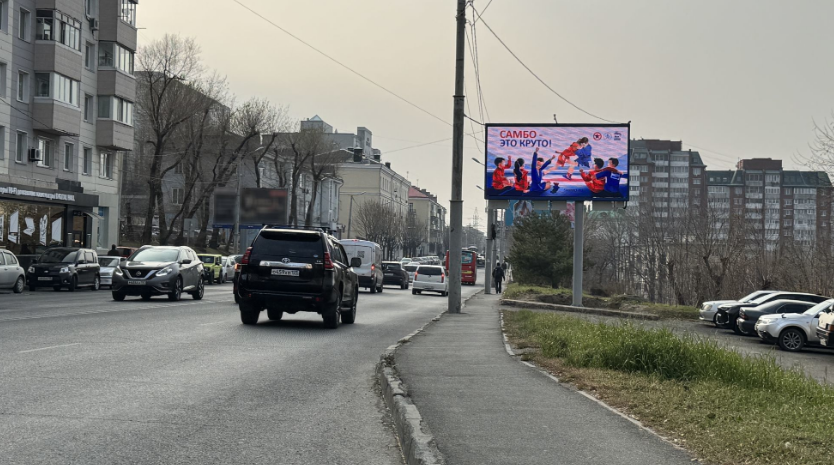 Фотография рекламного носителя, тип: Билборд 3x6, адрес: Партизанский пр-т., д.11, Владивосток, Приморский край, Россия. Сторона А1 №88895