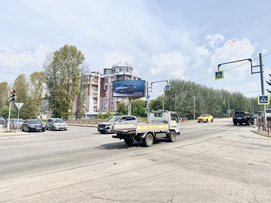 Фотография рекламного носителя, тип: Билборд 3x6, адрес: Дыбовского ул. Х Байкальская ул., поворот на Сибэскпоцентр, Иркутск, Иркутская область, Россия. Сторона B1-B10 №1337280