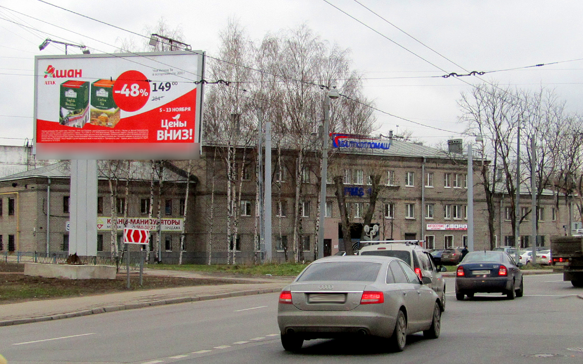Фотография рекламного носителя, тип: Билборд 3x6, адрес: Седова ул., д.59 Х Фарфоровская ул., Санкт-Петербург, Россия. Сторона B №171856