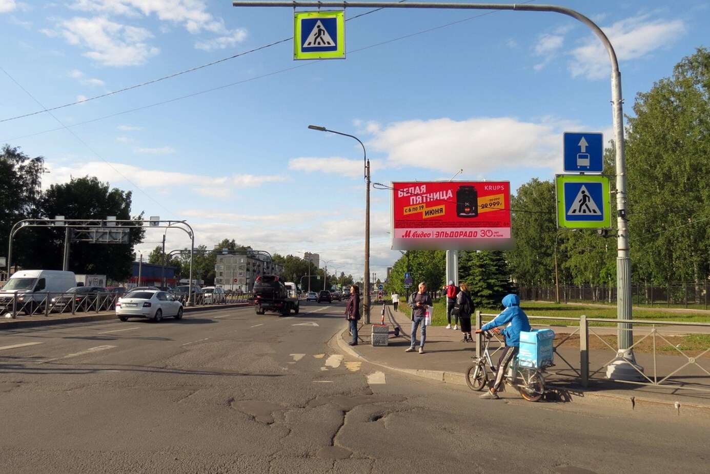 Фотография рекламного носителя, тип: Билборд 3x6, адрес: Энергетиков пр-т., д.27Б Х Большая Пороховская ул., Санкт-Петербург, Россия. Сторона А1 №121423