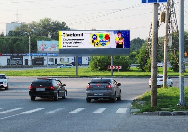 Фотография рекламного носителя, тип: Суперсайт 3x12, адрес: Курчатова ул. Х Столетова ул., д.25/1, Новосибирск, Новосибирская область, Россия. Сторона Аh1-Аh10 №819896