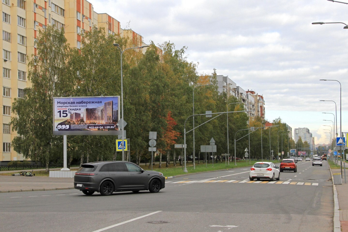 Фотография рекламного носителя, тип: Билборд 3x6, адрес: Яхтенная ул., д.2, корп.1 X Приморский пр-т., Санкт-Петербург, Россия. Сторона Б №106684