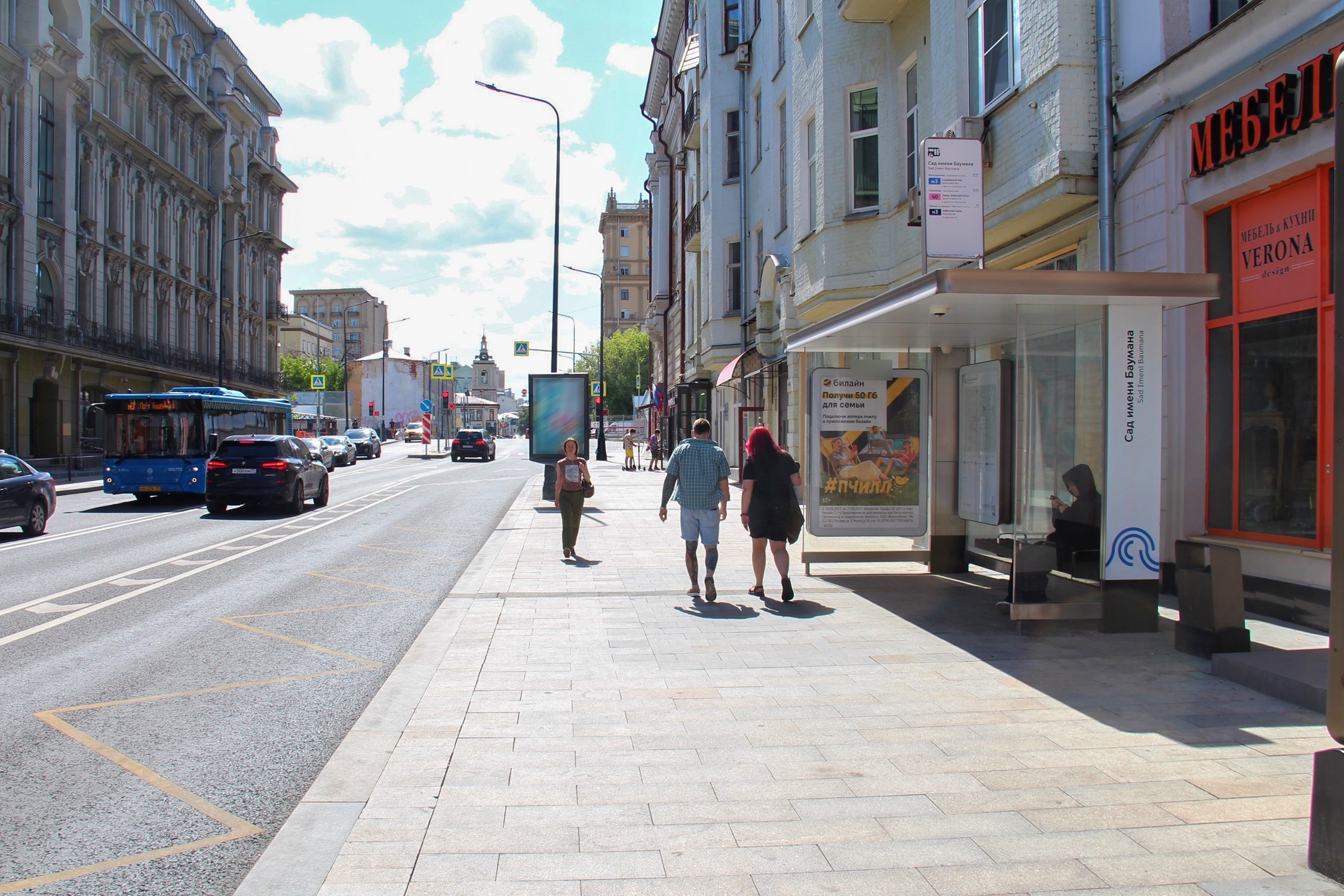 Фотография рекламного носителя, тип: Остановка 1.8x1.2, адрес: Басманная Старая ул., Москва, Россия. Сторона А №335548