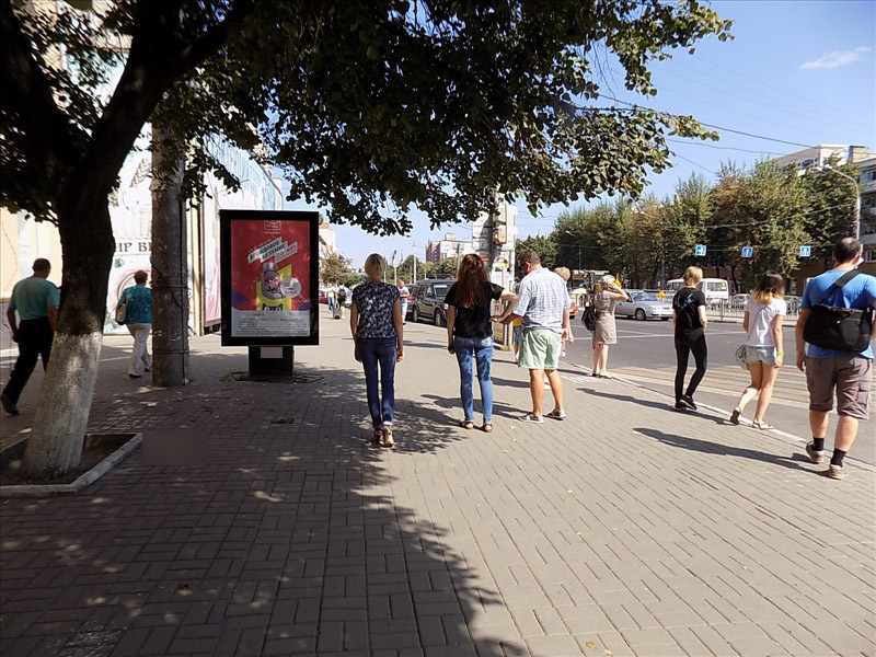 Фотография рекламного носителя, тип: Ситиформат 1.8x1.2, адрес: Кольцовская ул., д.40 Х Плехановская ул., Воронеж, Воронежская область, Россия. Сторона Б1-Б5 №112009