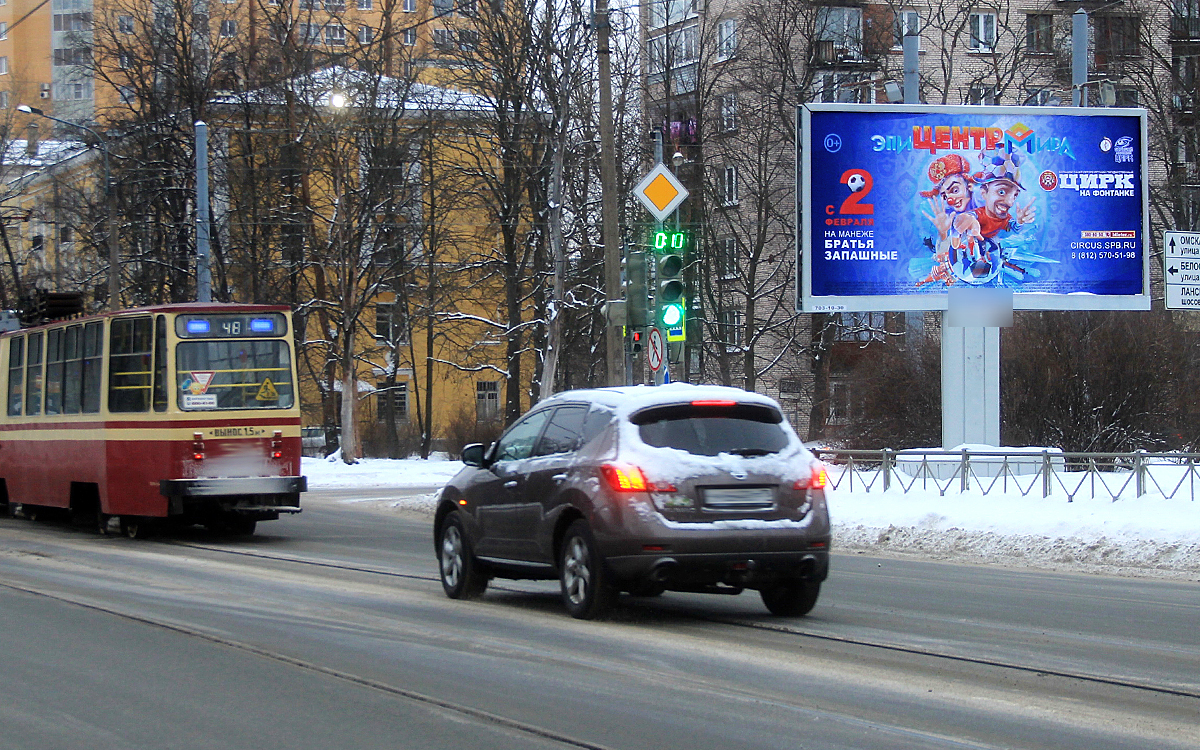 Фотография рекламного носителя, тип: Билборд 3x6, адрес: Сердобольская ул., д.3, корп.2 Х Студентческая ул., Санкт-Петербург, Россия. Сторона A №171863