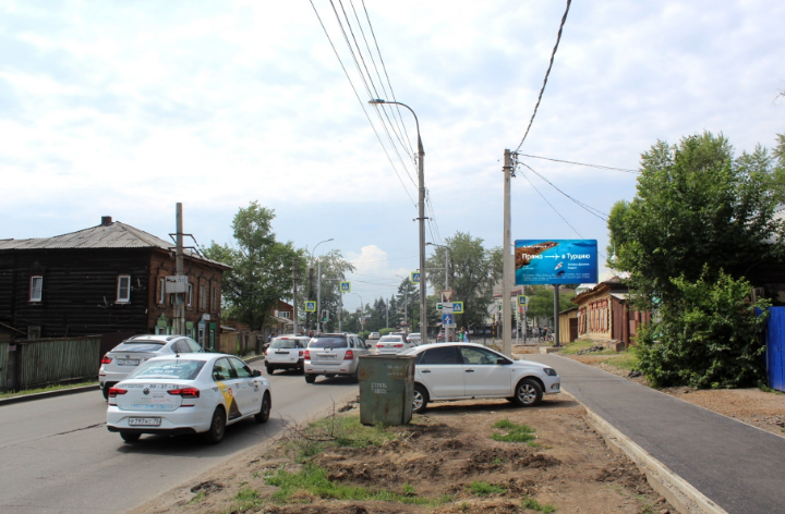 Фотография рекламного носителя, тип: Билборд 3x6, адрес: 25-летия Октября ул. Х 1ая-Советская ул., поз.1, Иркутск, Иркутская область, Россия. Сторона А2 №155071