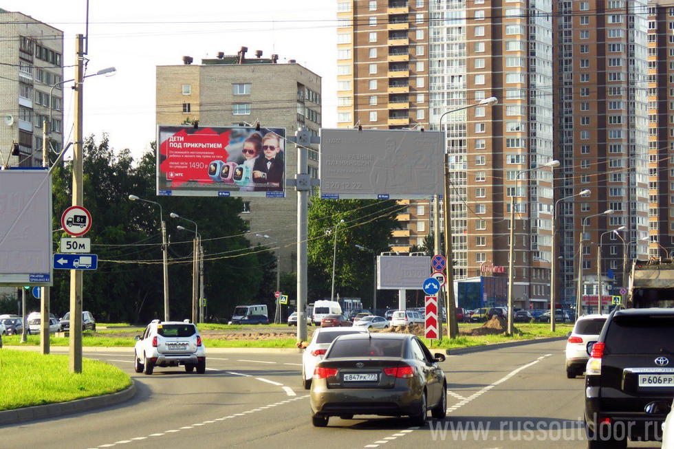 Фотография рекламного носителя, тип: Билборд 3x6, адрес: Энергетиков пр-т. Х Маршала Блюхера пр-т., д.69, поз.2, Санкт-Петербург, Россия. Сторона А1 №121408