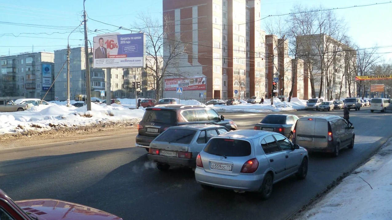 Фотография рекламного носителя, тип: Билборд 3x6, адрес: Октябрьский пр-т., д.124 X Красных Партизан ул., Сыктывкар, Республика Коми, Россия. Сторона Б №1331368