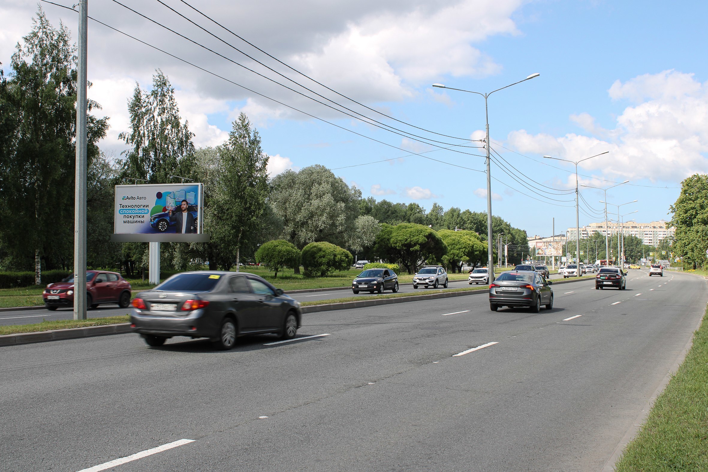 Фотография рекламного носителя, тип: Билборд 3x6, адрес: Северный пр-т. Х Академика Байкова ул., д.2, Санкт-Петербург, Россия. Сторона Б №673317
