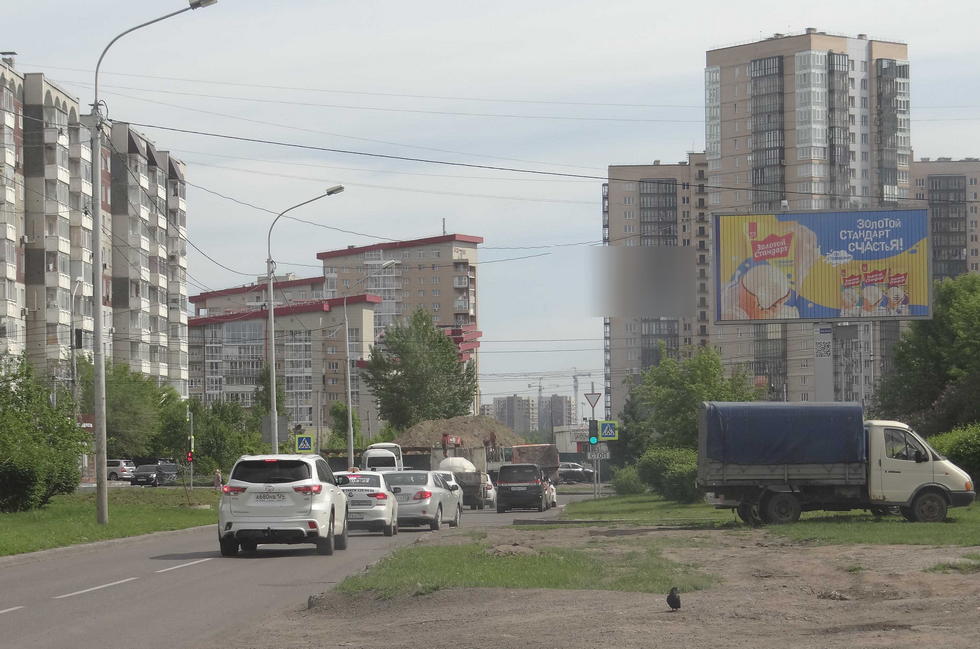 Фотография рекламного носителя, тип: Билборд 3x6, адрес: Весны ул., д.22, Красноярск, Красноярский край, Россия. Сторона A1-A3 №210468