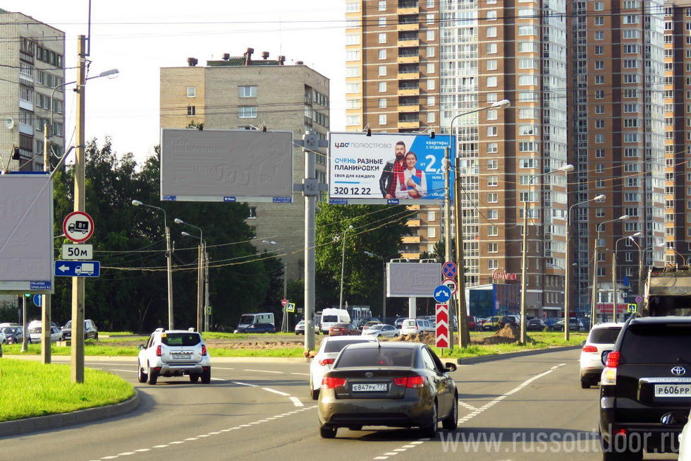Фотография рекламного носителя, тип: Билборд 3x6, адрес: Энергетиков пр-т. Х Маршала Блюхера пр-т., д.69, поз.2, Санкт-Петербург, Россия. Сторона А2 №121409