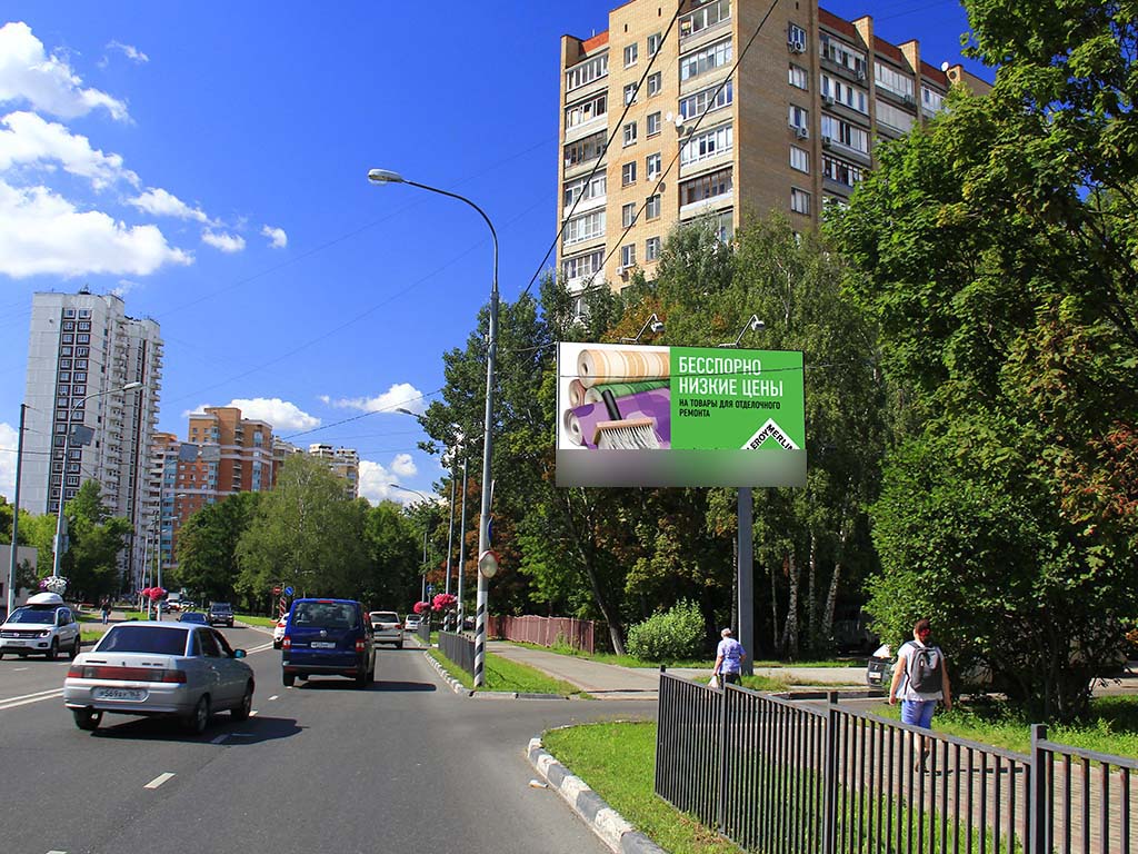 Фотография рекламного носителя, тип: Билборд 3x6, адрес: Гарибальди ул., д.15, корп.1, Москва, Россия. Сторона A №79464