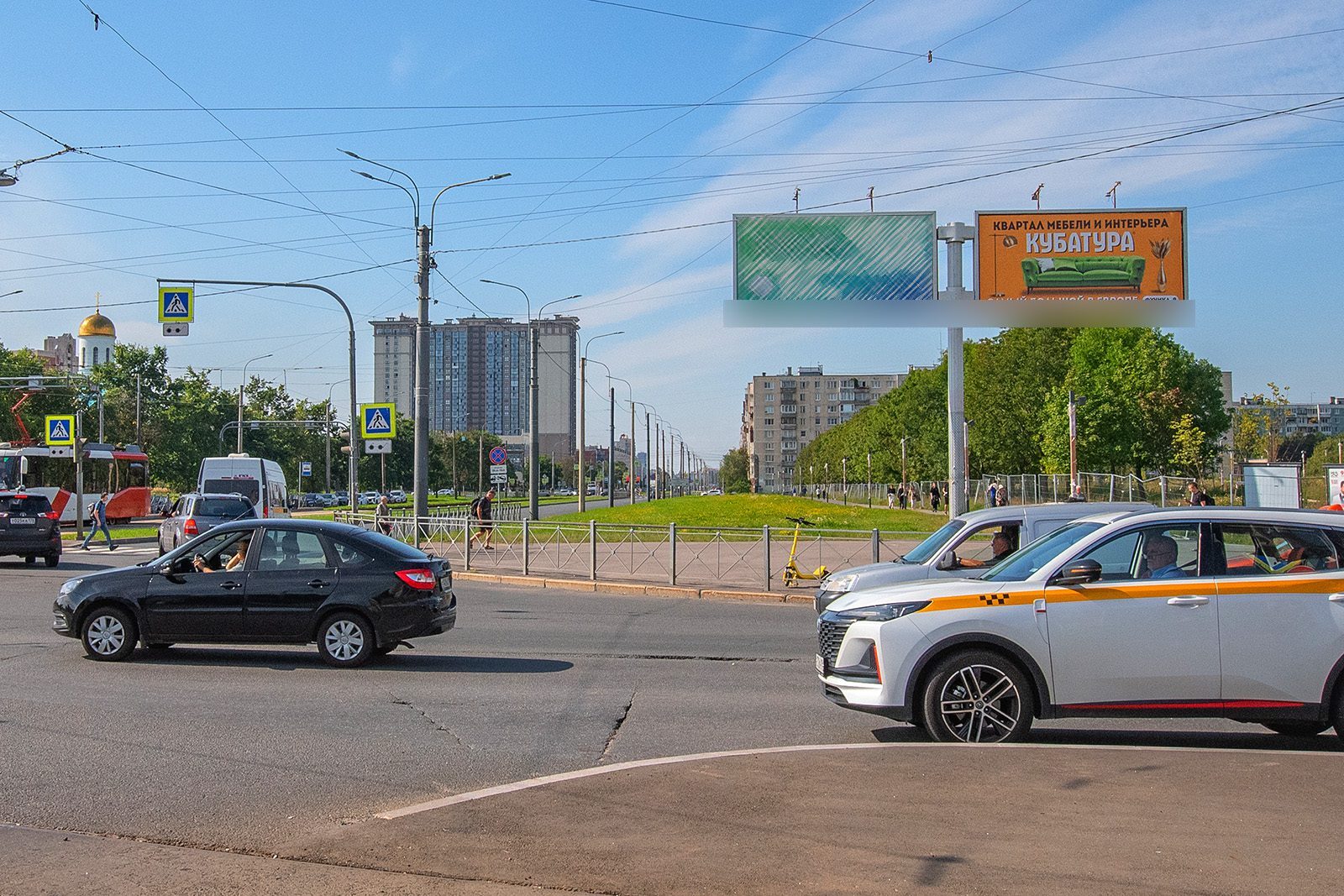 Фотография рекламного носителя, тип: Билборд 3x6, адрес: Ярослава Гашека ул. Х Бухарестская ул., д.132, Санкт-Петербург, Россия. Сторона A2 №642004
