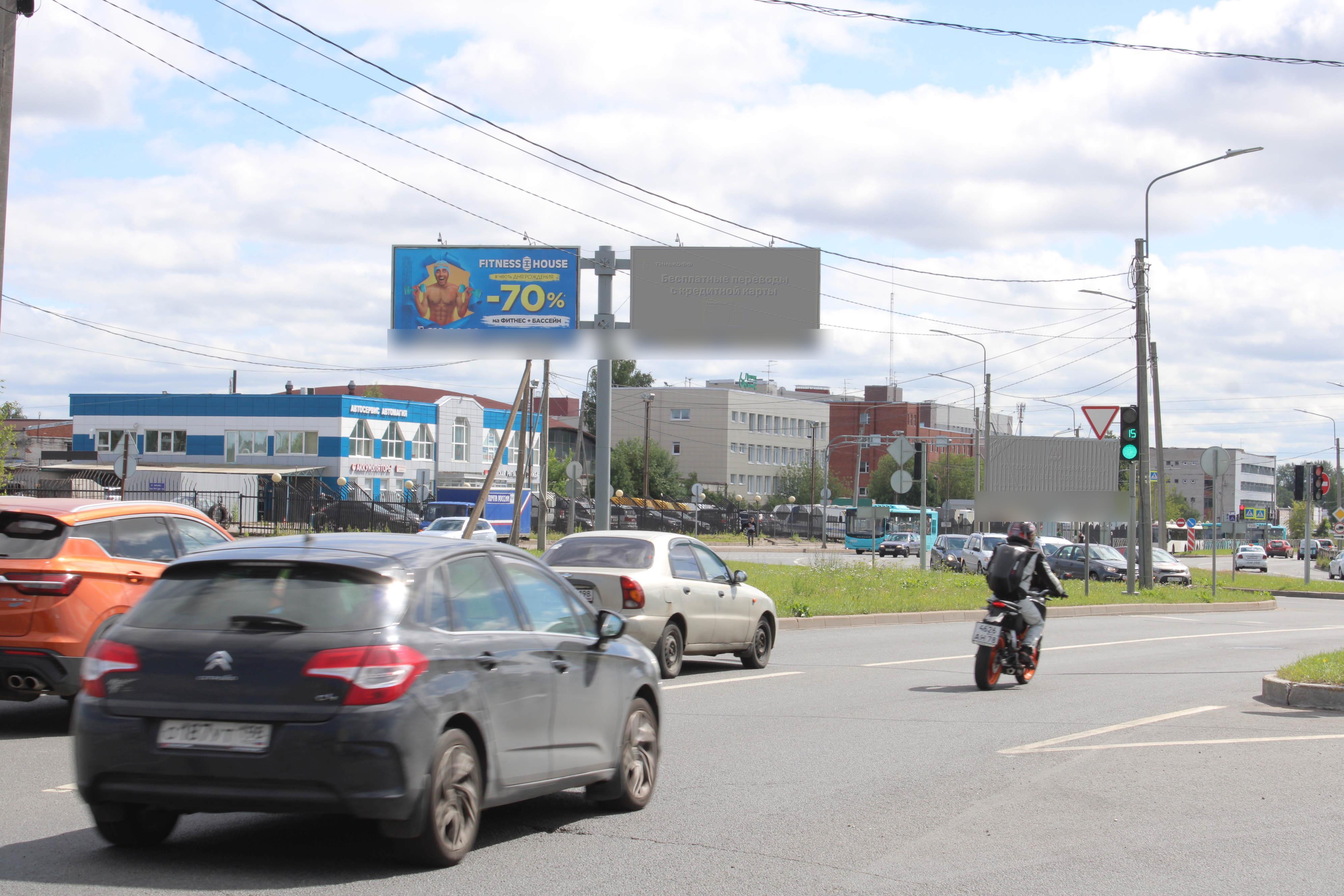 Фотография рекламного носителя, тип: Билборд 3x6, адрес: Энергетиков пр-т. Х Маршала Блюхера пр-т., д.69, поз.2, Санкт-Петербург, Россия. Сторона Б1 №121410