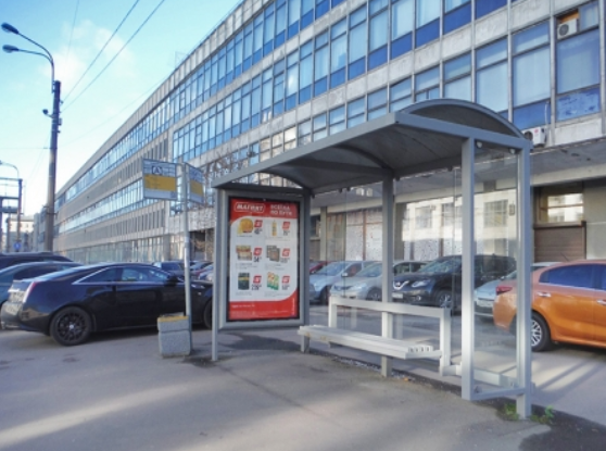 Фотография рекламного носителя, тип: Остановка 1.8x1.2, адрес: Кантемировская ул., д.5, Санкт-Петербург, Россия. Сторона А №1326664