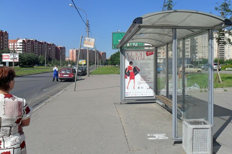 Фотография рекламного носителя, тип: Остановка 1.8x1.2, адрес: Вербная ул., д.14, Санкт-Петербург, Россия. Сторона А №130801