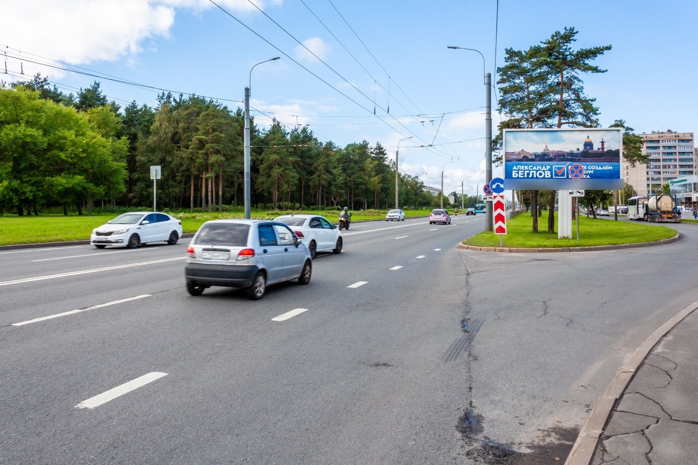 Фотография рекламного носителя, тип: Билборд 3x6, адрес: Ветеранов пр-т., д.147, Санкт-Петербург, Россия. Сторона А №776247
