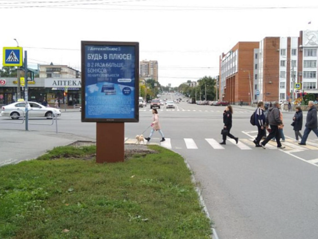 Фотография рекламного носителя, тип: Ситиформат 1.8x1.2, адрес: Калинина ул. Х Кирова ул.,9а, Челябинск, Челябинская область, Россия. Сторона В №1337074