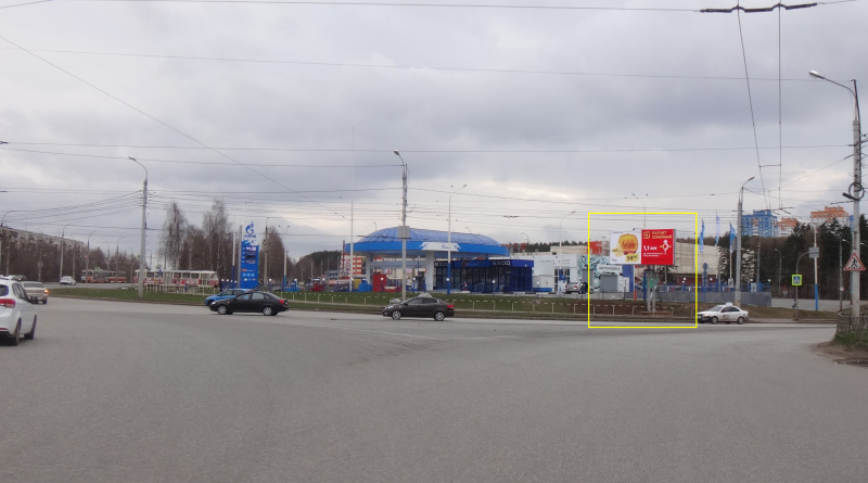 Фотография рекламного носителя, тип: Билборд 3x6, адрес: Ворошилова ул. Х Автозаводская ул. Х Петрова ул., АЗС Газпром, Ижевск, Республика Удмуртия, Россия. Сторона A3 №670773