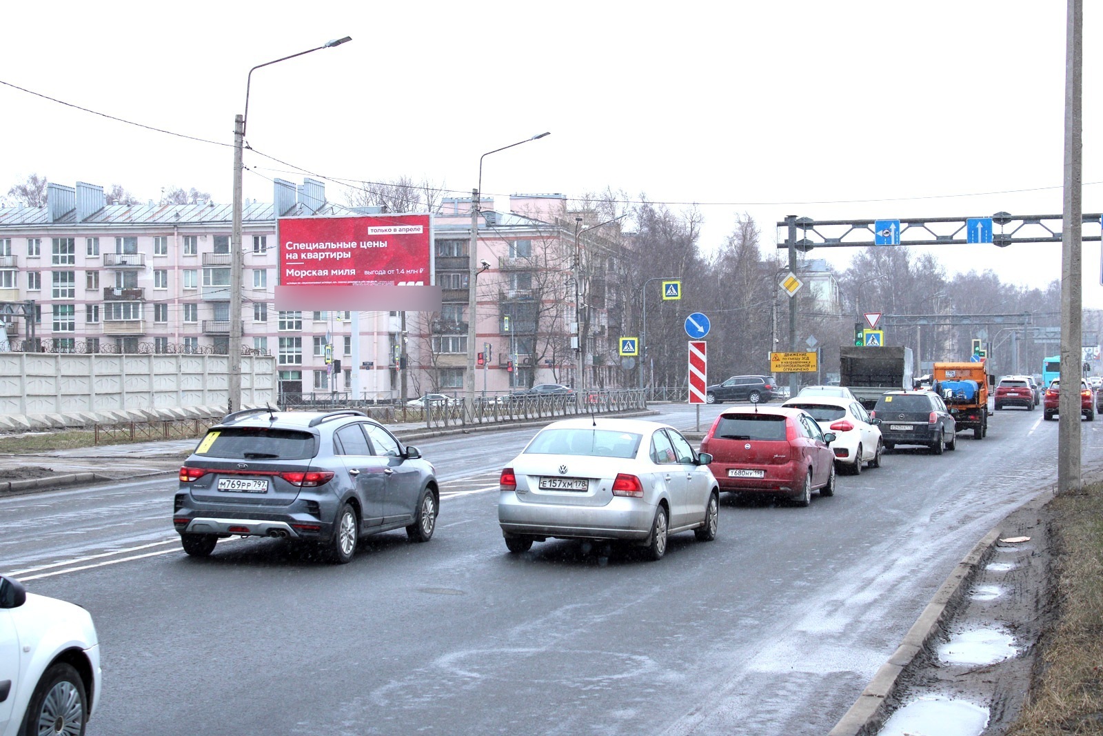 Фотография рекламного носителя, тип: Билборд 3x6, адрес: Кубинская ул. Х Благодатная ул., поз.1, Санкт-Петербург, Россия. Сторона Б №106700