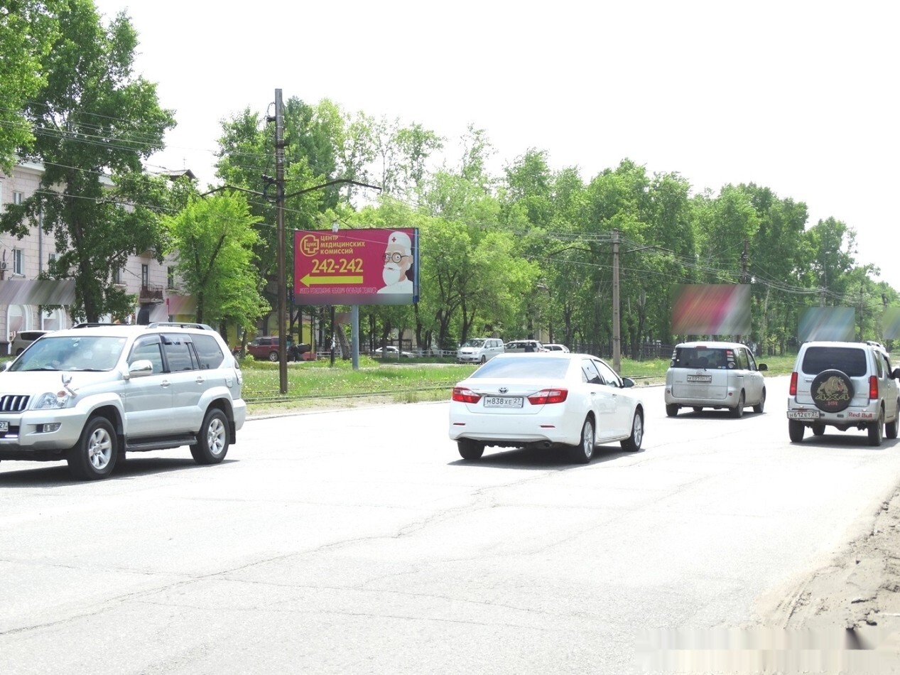 Фотография рекламного носителя, тип: Билборд 3x6, адрес: Краснореченская ул. Х Сурикова ул., поз.2, Хабаровск, Хабаровский край, Россия. Сторона Б №157641