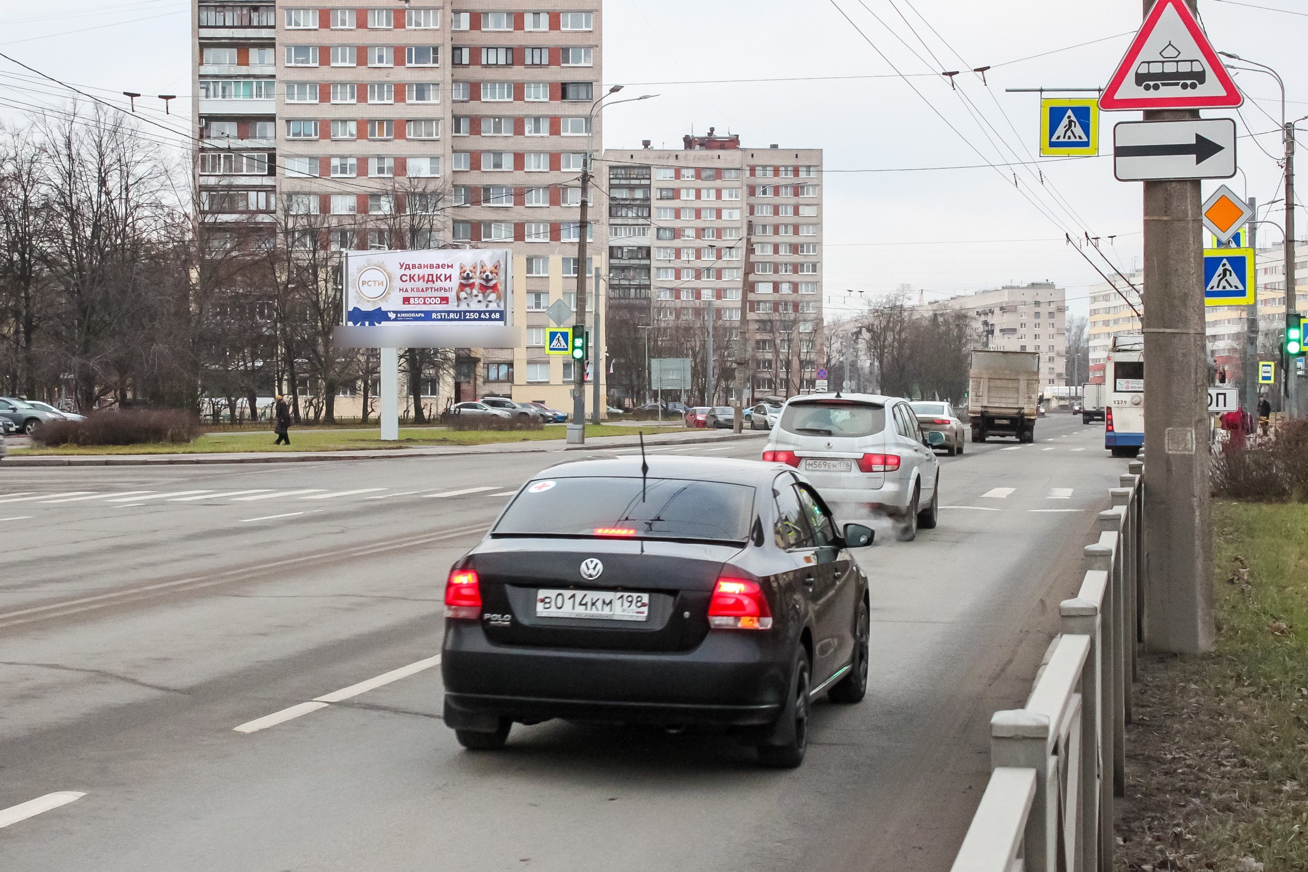 Фотография рекламного носителя, тип: Билборд 3x6, адрес: Ветеранов пр-т. Х Тамбасова ул., Санкт-Петербург, Россия. Сторона Б1 №106442