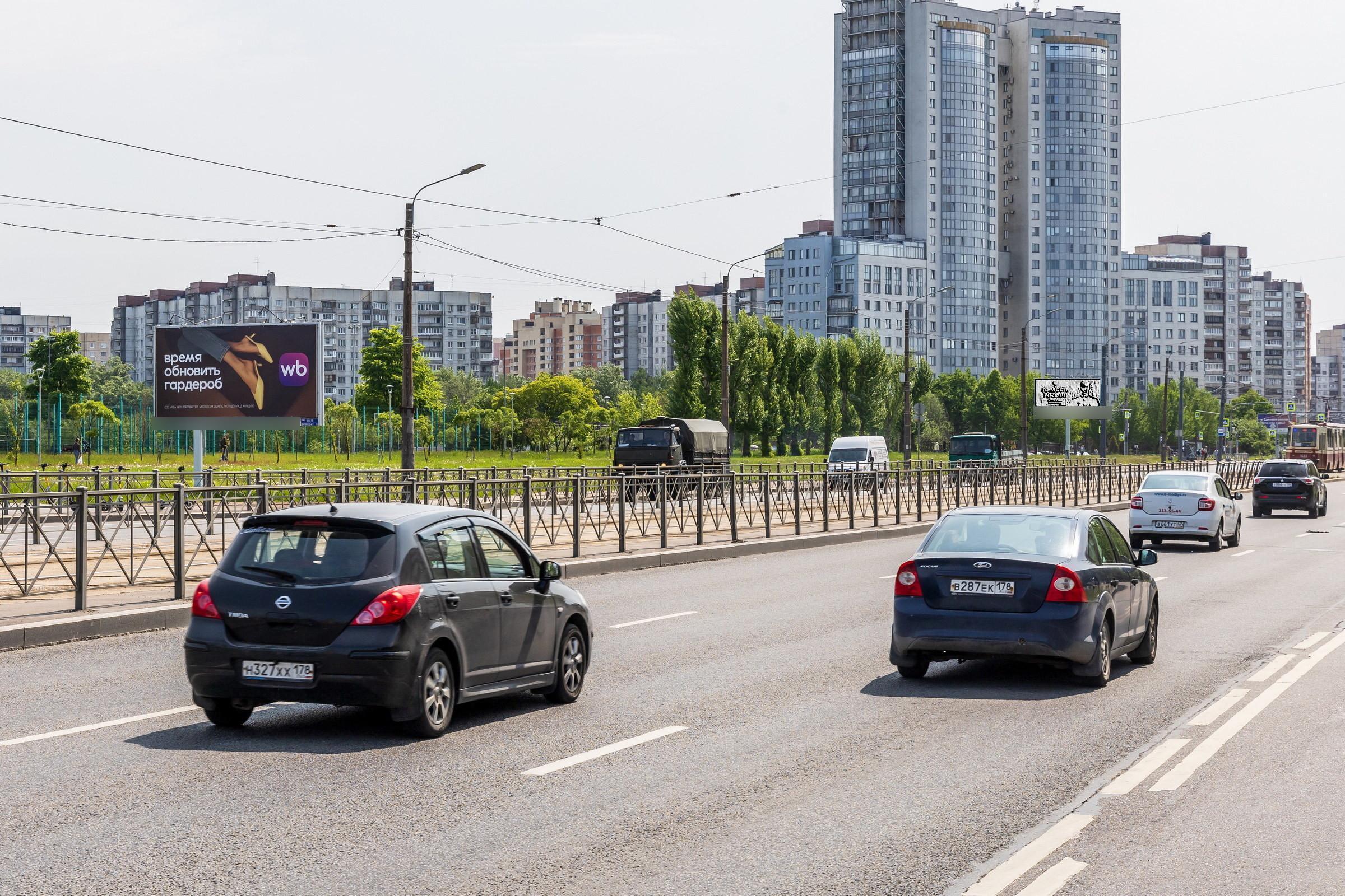 Фотография рекламного носителя, тип: Билборд 3x6, адрес: Бухарестская ул., д.67, корп.1 Х Южное ш., Санкт-Петербург, Россия. Сторона Б №774378