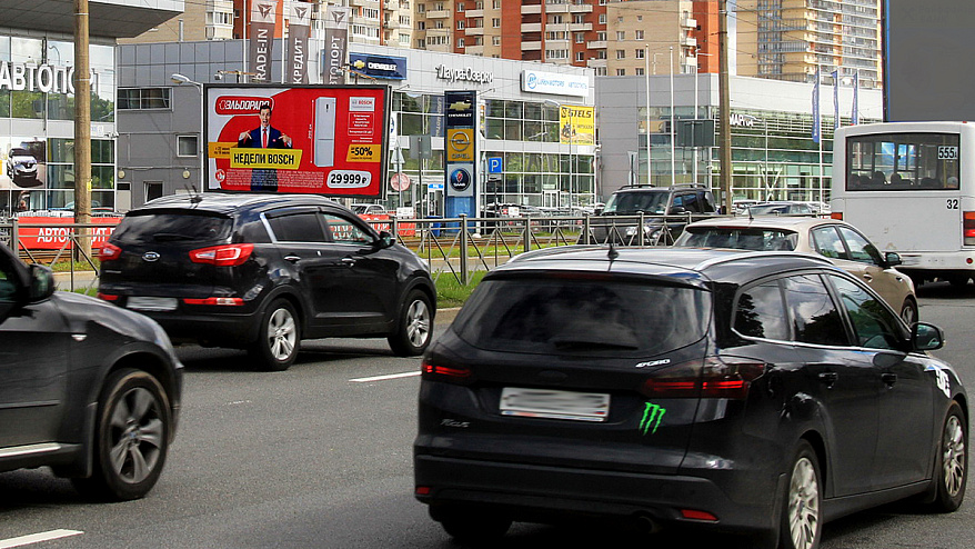 Фотография рекламного носителя, тип: Билборд 3x6, адрес: Витебский пр-т. Х Парковая ул., д.7, Санкт-Петербург, Россия. Сторона B №170776
