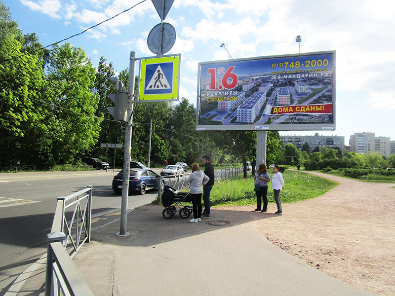 Фотография рекламного носителя, тип: Билборд 3x6, адрес: Новаторов б-р., д.66 Х Подводника Кузьмина ул., Санкт-Петербург, Россия. Сторона А №164879