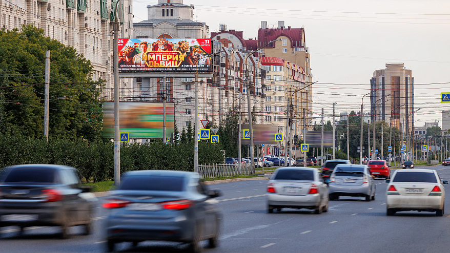 Фотография рекламного носителя, тип: Суперсайт 4x12, адрес: Жукова ул. X Масленникова ул., поз.2, Омск, Омская область, Россия. Сторона В №1010092