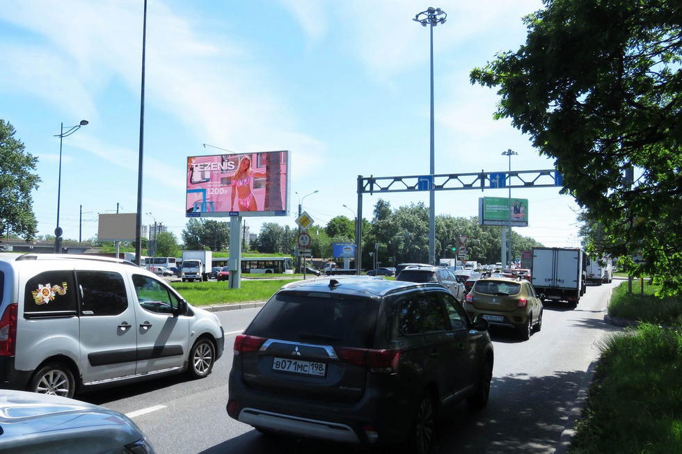Фотография рекламного носителя, тип: Билборд 3x6, адрес: Витебский пр-т., д.9 Х Благодатная ул., Санкт-Петербург, Россия. Сторона А51 №118663